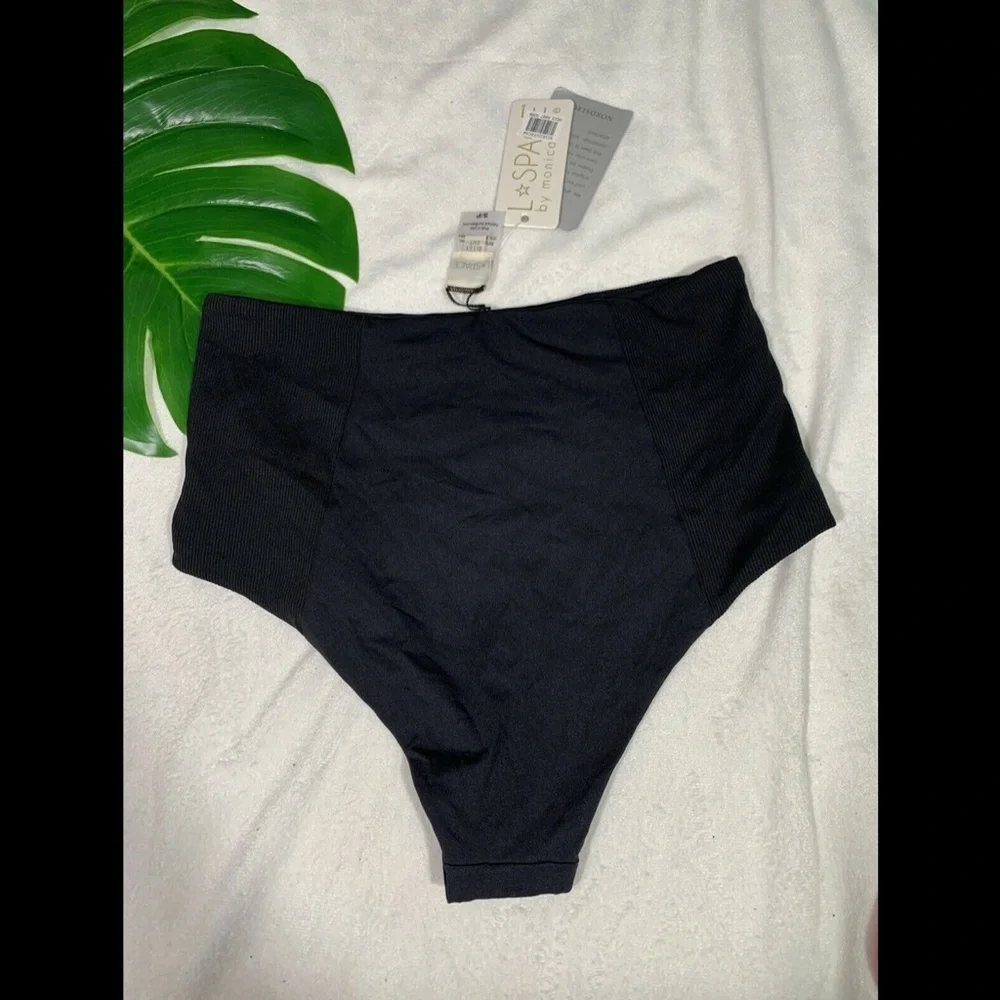 NWT $99‎ L Space Jackie High Waist Bitsy Cut Bikini Bottoms Black [ Small ]